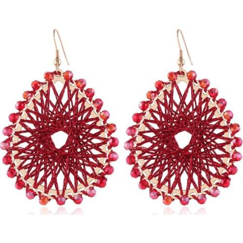 Bohemian Style Water Drop Earrings Hand Winding Beads Creative Fashion Colorful Beads Dangle Earrings Party Jewelry Girl Gift