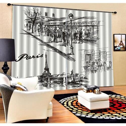 Black and white curtains photo Blackout Window Drapes Luxury 3D Curtains For Living room Bed room Office Hotel Home