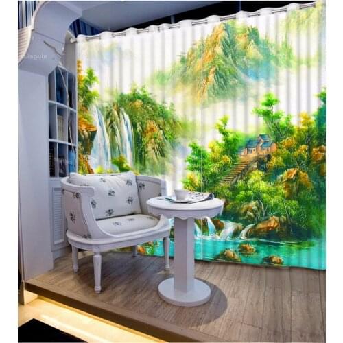 Modern Printing Sheer Curtains For Room landscape Bedroom Living Room Curtains Window Treatments Drapes