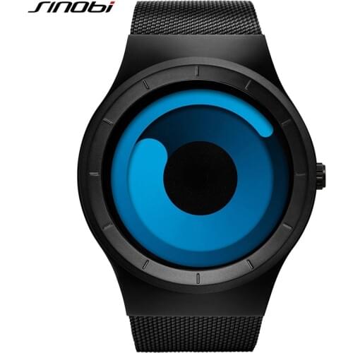 SINOBI Creative Men Womens Quartz Watch Mesh Strap Black Sports Wristwatches Geneva Fashion Watches relogio feminino Waterproof