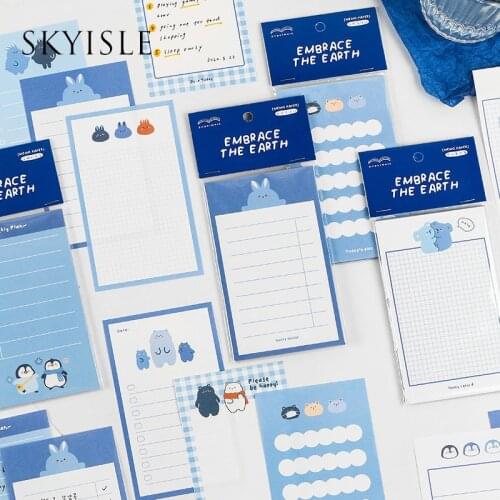 SKYISLE Animal hug the earth blue hand account note paper salt cute cartoon penguin diy decoration message material