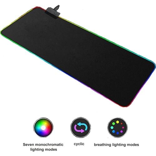 LED Light Gaming Mouse Pad RGB Large Luminous Keyboard Cover Non-Slip Rubber Base Computer Carpet Desk Mat PC Game Mouse Pad