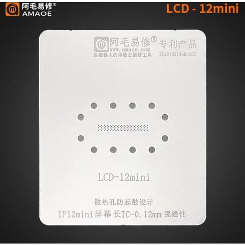 AMAOE BGA Stencil Reballing For iPhone 12mini LCD display Screen long IC face tail infrared camera original color chip