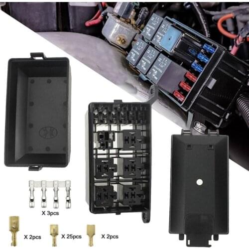 Universal DC 12V Car Truck Boat 6-Way Relay+ 6-Slot Blade Fuse Box Automobile Vehicle Fuse Holder Block With Terminals 2020 HOT