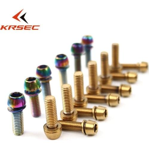 KRSEC M6/M5 Bike Stem Bolts Titanium Color MTB Bicycle Stem Screws stainless steel Fixed Bolt Handlebar Stem screw Cycling Parts