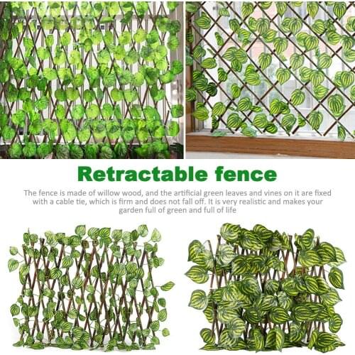 Privacy Fence Retractable Fence Telescopic Artificial Ivy Vine Fence Hedge Plant Privacy Screen Decor For Bar Shop Garden Fence