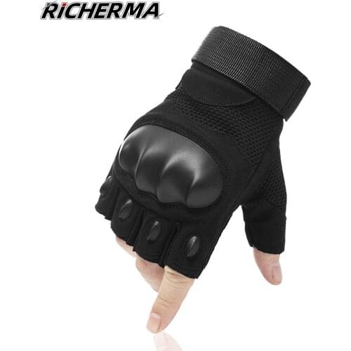 Knuckles Protective Motorcycle Gloves Fingerless Durable Motocross Gloves Summer Anti-Slip Breathable MTB Gloves For Tactical