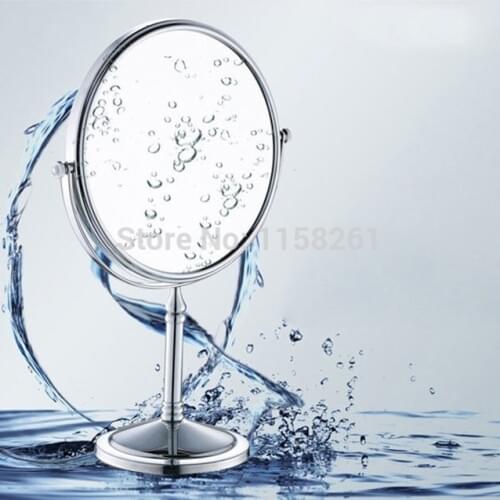 Bath Mirrors 8" Beauty Desk Makeup Mirror Rotating 2 Face Cosmetic Mirror of Bathroom Accessories Silver Round Mirrors HSY-728