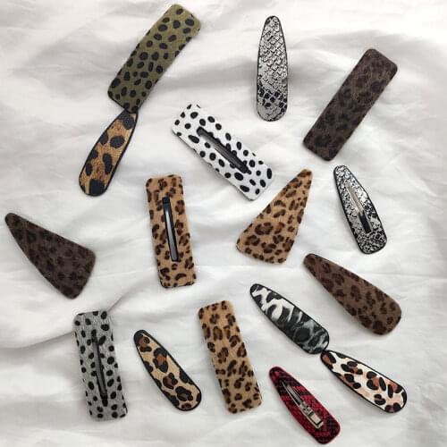 Flatfoosie Vintage Leopard Hair Clips for Women Girls Trendy Snake Print Leather Hairpin Barrette Hair Styling Accessories Tools