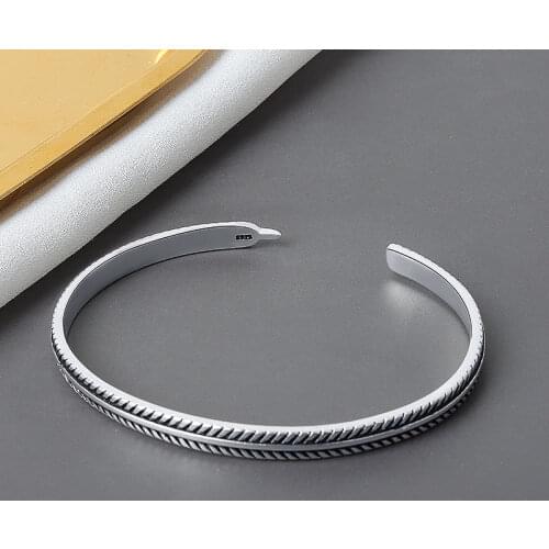 925 Sterling Silver Handmade Vintage Feather Charm Bracelet &Bangle For Women Fashion Elegant Jewelry sl143