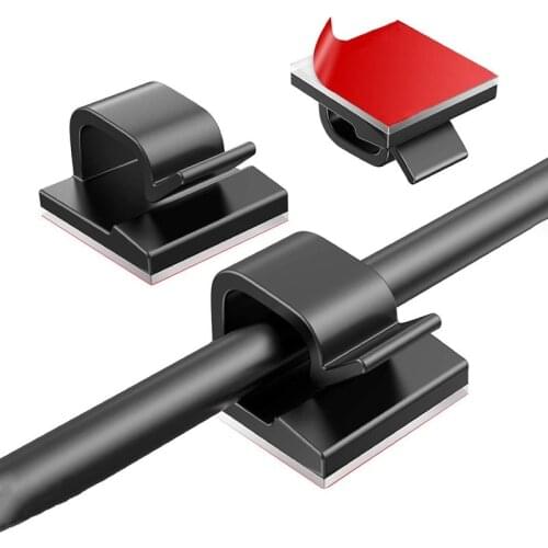 1/10/20Pcs Cable Clips Self Adhesive Cord Management Black Wire Holder Organizer Clamp Self-adhesive Car Wire Clip Accessories