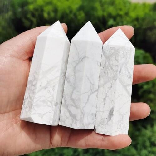 1PCS Natural Polished howlite point tower healing wand crystal tower