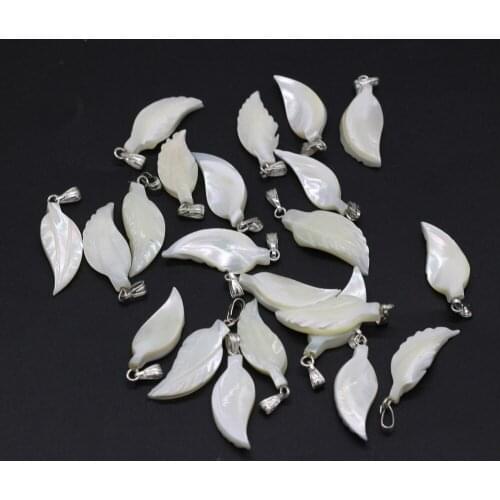 2021 Charm New Natural Freshwater Shell Lucky Leaf Chram Pendant for Jewelry Making DIY Necklace Earring Accessories 10x30mm 1PC