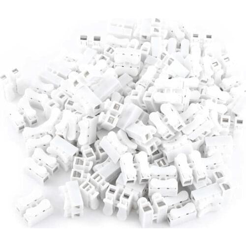 100pcs Quick Terminals 10A 220V 2 Pin Push Quick Wire Cable Connector White Wiring Terminal Wire Connector