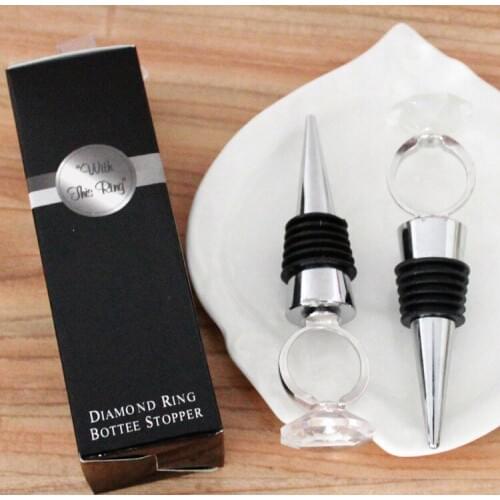 150pcs/lot home party wedding favors Creative The diamond ring wine bottle stopper with Exquisite packaging
