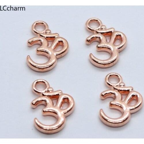 48pcs Metal Rose Gold "Om" Symbol Yoga Crafts Charms Pendants Beads 10x15mm Jewelry Making