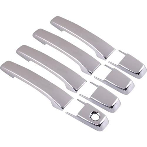ABS 8pcs Silver Outer Side Door Handle Cover Cap Trim Fit For Mitsubishi Pajero Shogun V80 2007-2014 2015 2016 2017 2018 2019