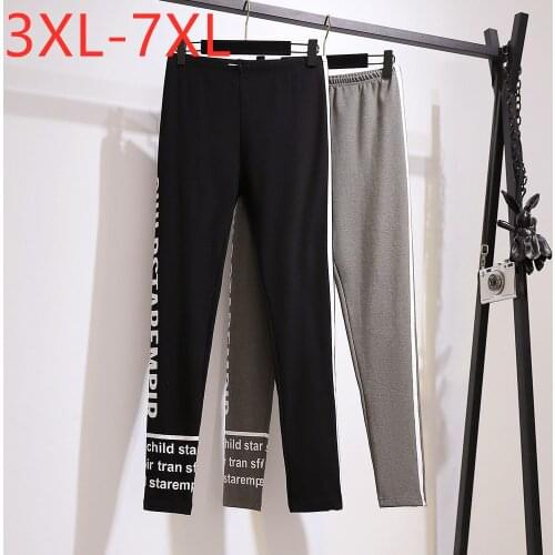 New Ladies Autumn Winter Plus Size Sports Pencil Pants For Women Large Slim Elastic Black Print Running Trousers 4XL 5XL 6XL 7XL