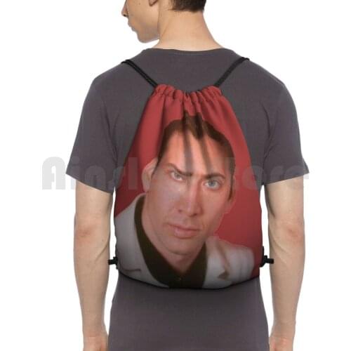 Nicolas Cage Backpack Drawstring Bags Gym Bag Waterproof Nicolas Cage Nicolas Cage Transparent Beauty Powerful Star