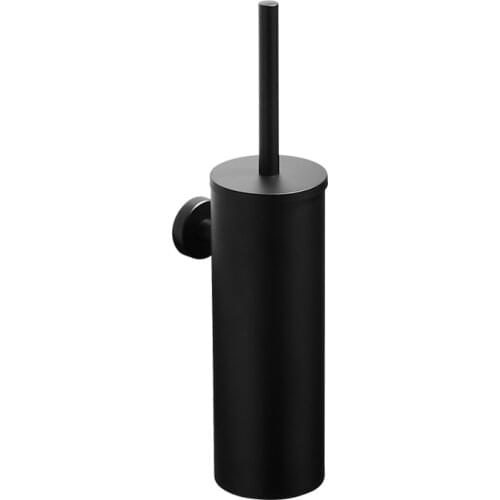 Black Matte Toilet Brush Holder Bathroom Wall Mounted 304 Stainless Steel bathroom accessories Toilet Brush Rack Round Base