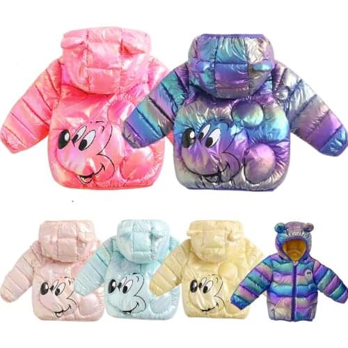 Disney Jacket for Girls Childrens Lightweight Down Jacket Boys and Girls White Duck Down Girls' Bright Minnie Childrens Jacket