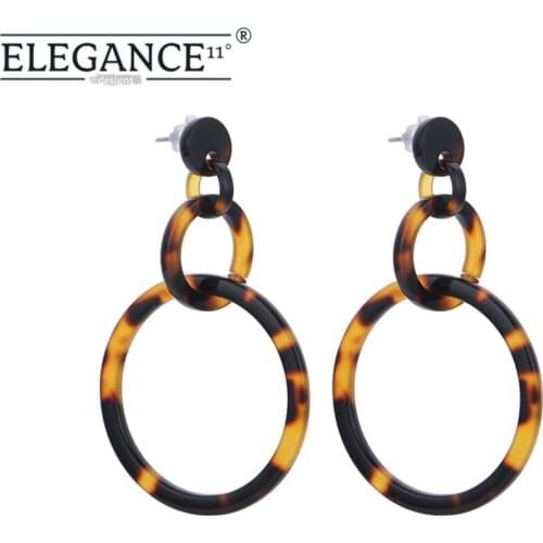 ELEGANCE11 Leopard Earring Exaggerated Geometric Round Dangle Earrings for Women Wild Fashion Jewelry