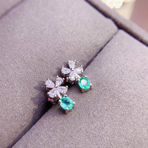 Elegant lovely Clover natural green Emerald drop earrings Natural gemstone earrings 925 silver women girl party gift jewelry