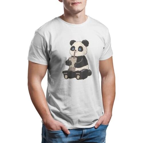 Panda Bear Bubble Tea Boba Animal Drink Giant Pand T-Shirt Cotton Cute Graphic Sleeve Streetwear Mens Clothes 13734