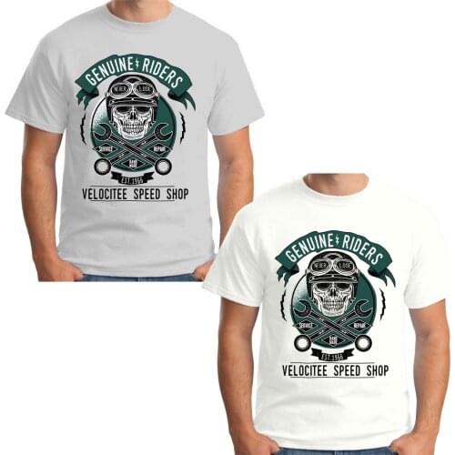 Summer 2019 Short Sleeve Plus Size Mens Premium T-Shirt Genuine Riders Biker Skull Racer Mechanic V124 Tee Shirt