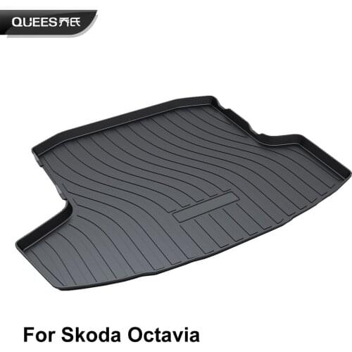 QUEES Custom Fit Cargo Liner Boot Tray Trunk Mat for Skoda Octavia Sedan Mk3 ( Don't fit Estate ) 2013 2014 2015 2016 2017