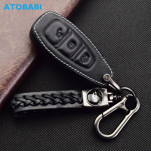 ATOBABI Leather Car Key Case For Ford C-MAX Escape Fiesta Focus MK3 RS Fusion 3 Buttons Smart Remote Control Fob Protector Cover