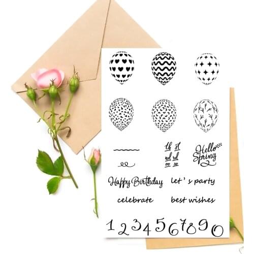 Beautiful Balloon / Happy Birthday Clear Stamps For DIY Scrapbooking Card Making Silicone Stamps Fun Decoration Supplies