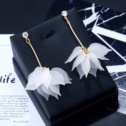 Creative super fairy frosted multi-layer petal soft sister earrings Japan and Korea women exaggerated personality tassel earring