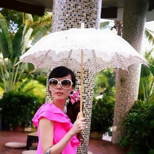 Summer Lace Manual Opening Wedding Umbrella Bride Parasol Umbrella Accessories For Wedding Bridal Shower Umbrella