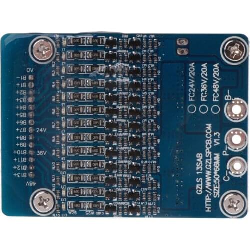 Li-ion Lithium Cell 20A 18650 Battery Protection BMS PCB Board Balance 13S 48V