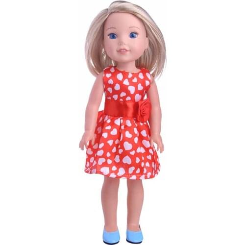 Best gift red bow dress for Wellie Wisher doll ,Doll accessories