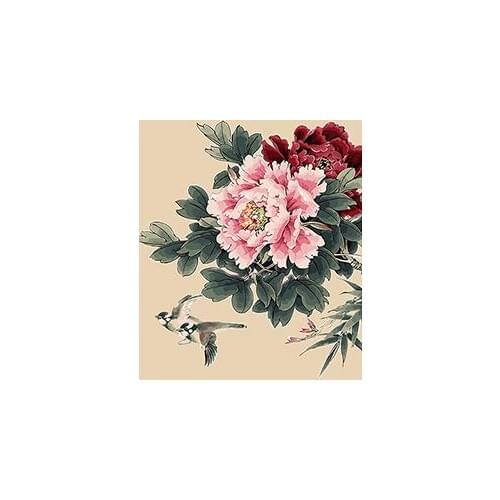 MaHuaf-X944 Peony and bird hand painted canvas oil painting by numbers digital coloring by numbers on canvas for home decor