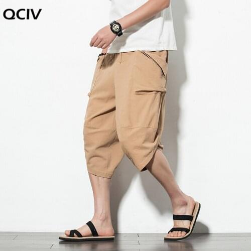 Baggy Cotton Men Harem Pants Korean Style Vintage Solid Big Pockets Men Women Hip Hop Plus Size Wide Leg Pants Pantalone