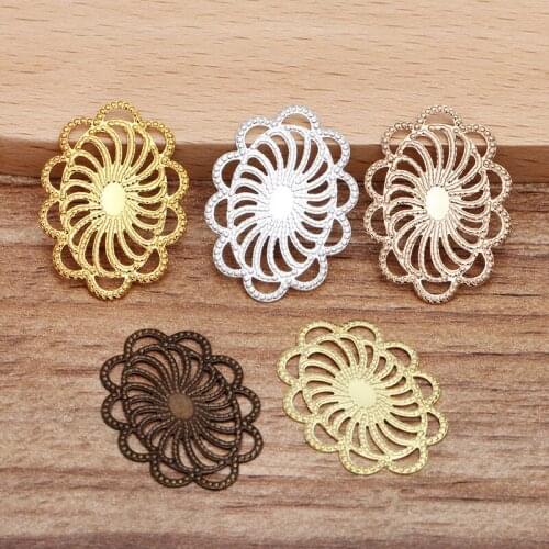 100pcs 20*26mm Metal Brass Sheet Filigree Flowers Stamping Plate DIY Jewelry Findings For Jewelry Making