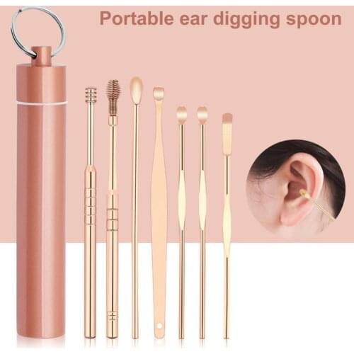 1 Set Ear Cleaning Set Portable Excellent Workmanship Stainless Steel Home Ear Wax Remover Daily Life Massage Ear Cleaning Set
