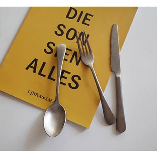 Retro Stainless Steel Knife and Fork Spoon Set Western Cutlrey Tableware Set Coffee Spoon Fruit Fork Dessert Fork