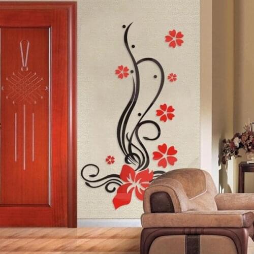 Crystal three-dimensional wall stickers flower vine living room tv wall romantic personality crystal wall stickers