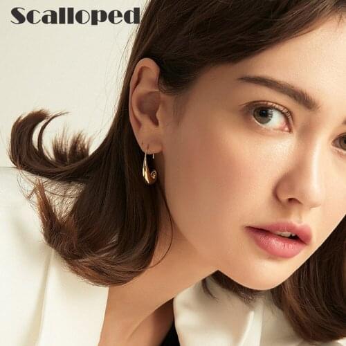 SCALLOPED European Vintage Gold Hoop Earrings Female 2021 New Trendy Water Drop Design INS Women Charm Jewelry Wholesale