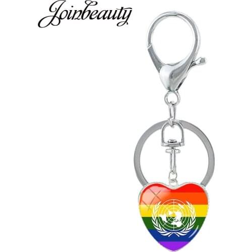 JOINBEAUTY Gay Pride Heart Shape Charms Keychain Same Sex LGBT Jewelry Gay Lesbian Pride with Rainbow Love Wins Gift BT26