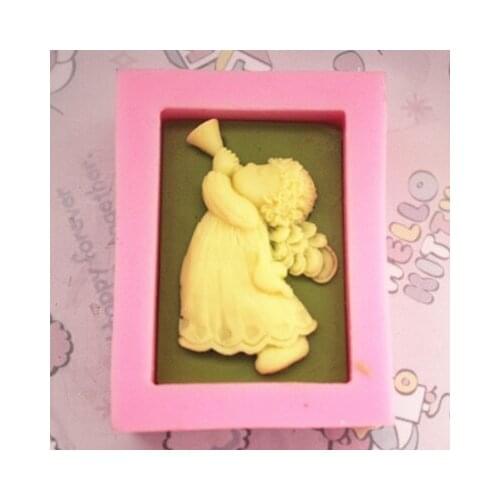 Silicone soap mold angel trumpet square shape fondant cake chocolate mold resin clay craft mould decoration tools
