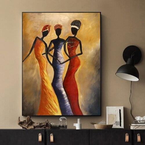 Modern Posters and Prints Vintage African Woman Portrait Oil Canvas Painting for Living Room Home Wall Decor Picture No Frame