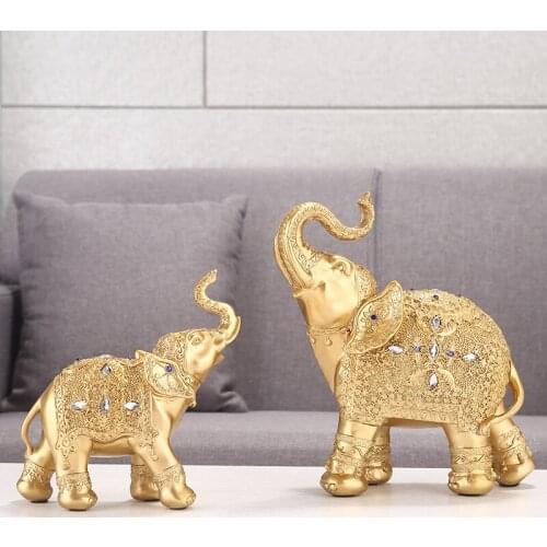 TOP ART- 2020 home office business efficacious FENG SHUI Talisman Protection Auspicious lucky GOLD Elephant Sculpture statue