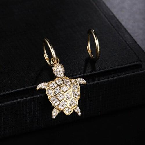 UMGODLY Luxury Cubic Zirconia Turtle Drop Earring Gold Color Asymmetry Ramatuelle Style Light Monaco Designer Women Jewelry