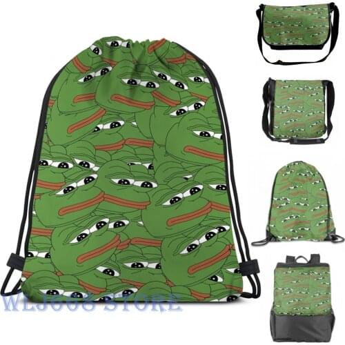Funny graphic print shoulder Bags women PEPE ALLOVER PATTERN SAD FROG MEME Single shoulder backpack travel for men Gym Bag