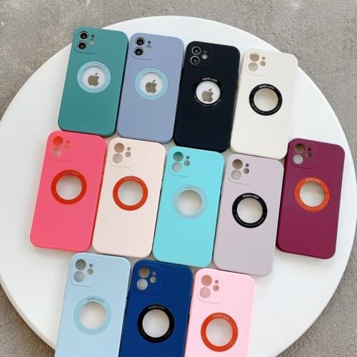 Luxury Liquid Silicone Hollow out Metal Case For iPhone 11 Pro 12 Mini 12Pro 7 8 Plus X XS XR Max Camera Lens Protection Cover